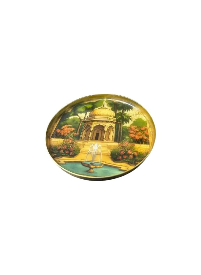The Bros Mughal Arc' Hand-Enamelled beautiful Pure Brass Coasters for Cups Tea Coasters for Glasses Dining Table Coaster for Hot Pots Coasters for Office Tableware (Set of 2) - Image 2