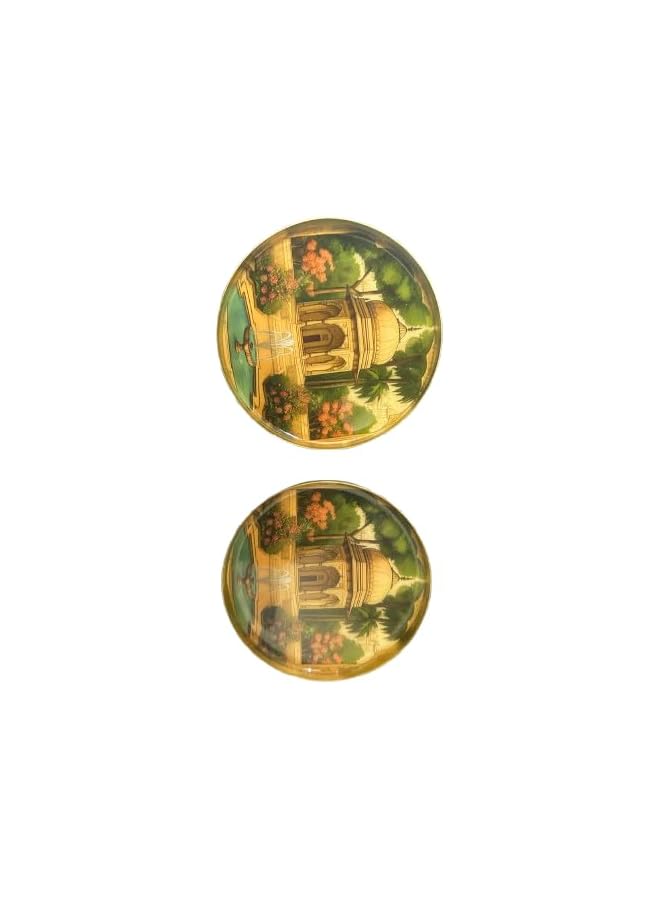 The Bros Mughal Arc' Hand-Enamelled beautiful Pure Brass Coasters for Cups Tea Coasters for Glasses Dining Table Coaster for Hot Pots Coasters for Office Tableware (Set of 2) - Image 4