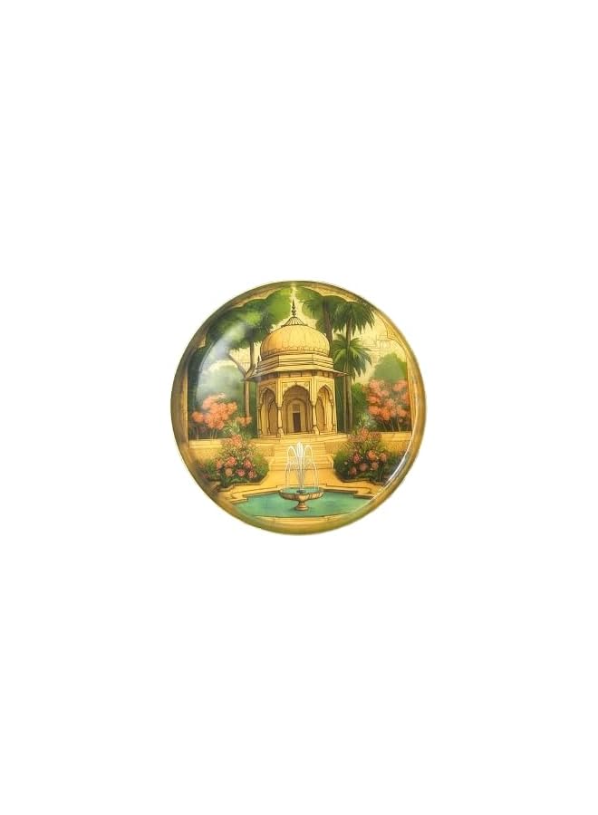 The Bros Mughal Arc' Hand-Enamelled beautiful Pure Brass Coasters for Cups Tea Coasters for Glasses Dining Table Coaster for Hot Pots Coasters for Office Tableware (Set of 2) - Image 1