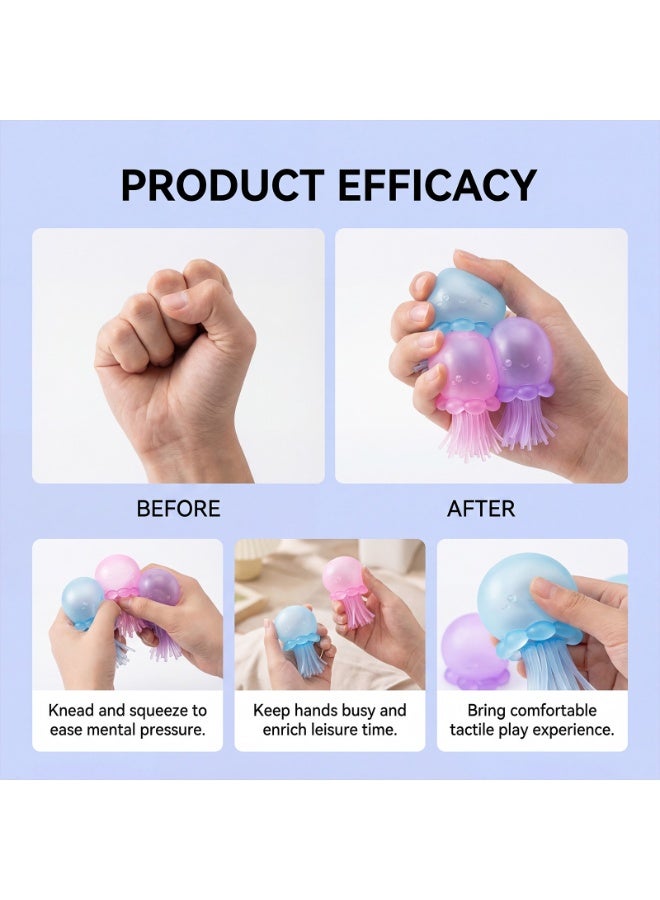 NeeDoh Jelly Squish Glitter Jellyfish Stress Relief Squishy Toy, Soft TPR Squeeze Fidget Toy for Anxiety Relief, Portable Sensory Toy for Kids & Adults - Image 4