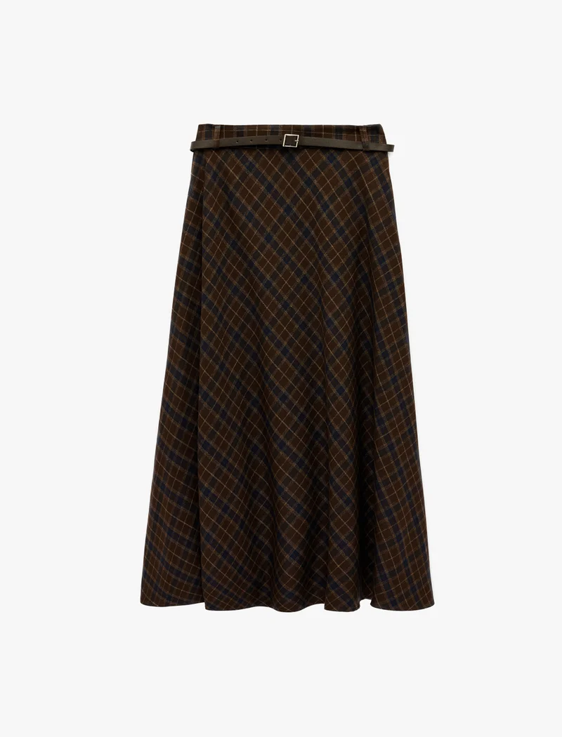KOTON Midi Plaid Skirt