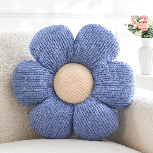 Mepherl Flower PillowCute Daisy Flower Shaped Throw Pillow for Home DecorSoft Flower Throw Pillow Seating Cushion for BedroomSofaCouch 157Blue