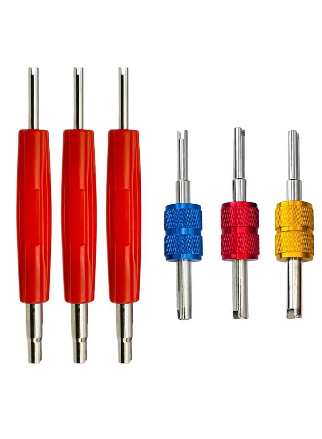 Aracey Valve Stem Core Removal Tool Set- 6Pcs Double Heads Tire Schrader Valve Stem Core Remover Tire Repair Tool, R134a R12 A/C HVAC Air Conditioning Valve Core Remover Schrader Valve Tools - Image 1