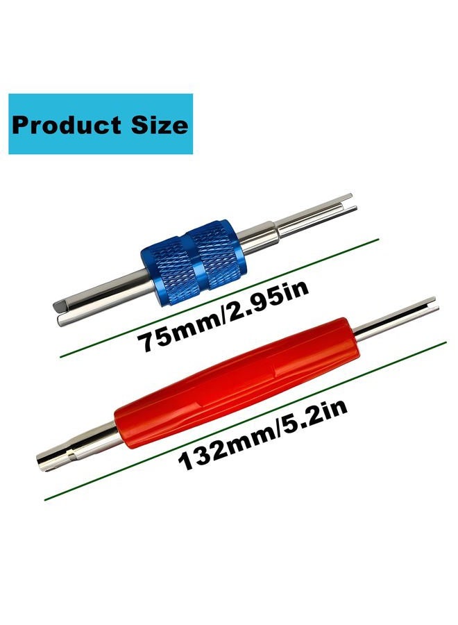 Aracey Valve Stem Core Removal Tool Set- 6Pcs Double Heads Tire Schrader Valve Stem Core Remover Tire Repair Tool, R134a R12 A/C HVAC Air Conditioning Valve Core Remover Schrader Valve Tools - Image 2