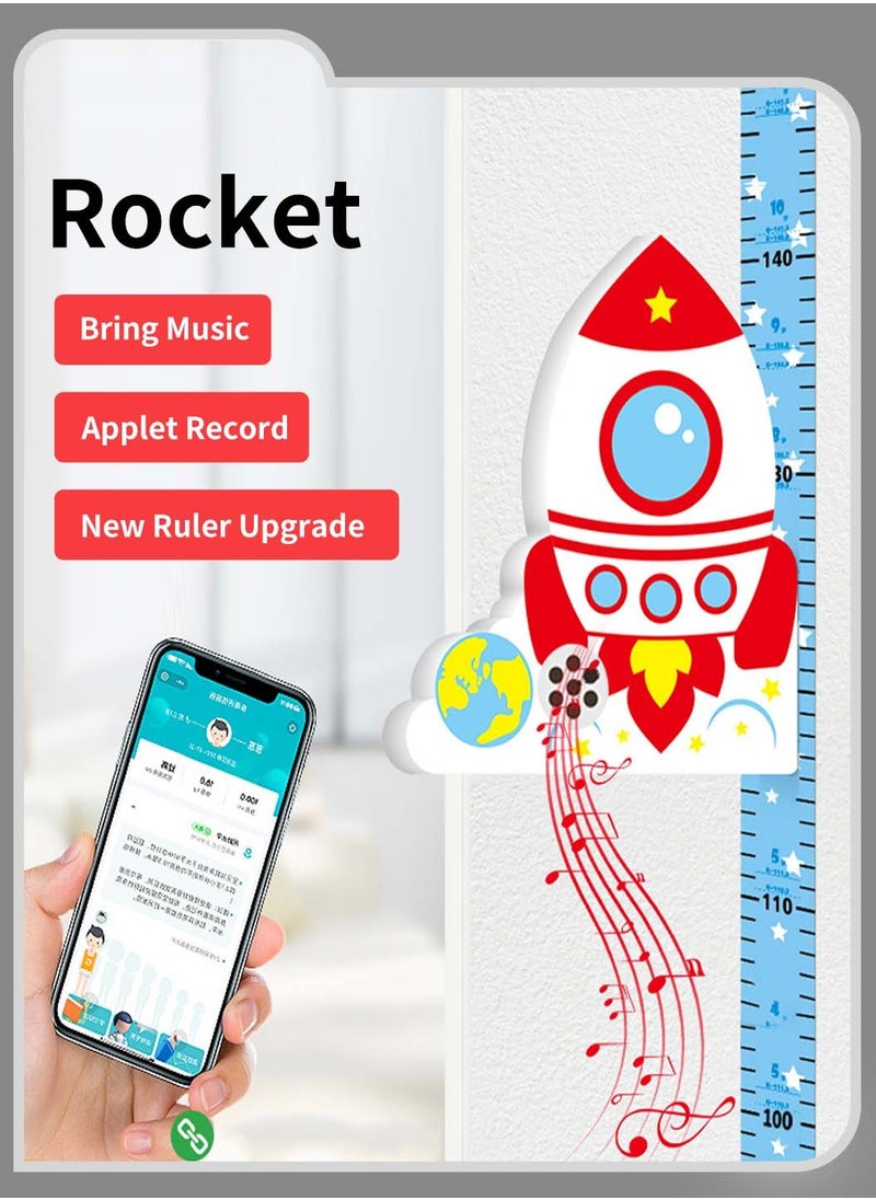 Moovant 2PCS Baby Foot Measuring & Height Ruler, Shoe Measuring Devices, 3D Smart Wall Sticker Height Measurement with Music, Adjustable Feet Measuring Ruler for Baby Toddlers, Green Dinosaur  - Image 4