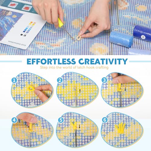 EsLuker.ly Latch Hook Rug Kit DIY Crochet Carpet for Beginners, Starry Sky Patterns Pre-Printed Canvas Yarn Rug Hooking Kits, Creative Craft Home Decor Ideal for Learning Rug Making - Image 5