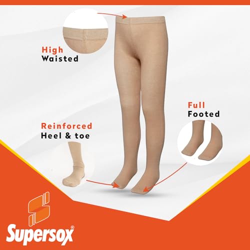 Supersox Tights for Girls, Made with Breathable, Anti Odour & Moisture Absorbent Combed Cotton, Ideal for Ballet/Dancing/Everyday Activity (Beige, Pack of 1) (IN, Age, 10 Years, 12 Years, Lt. Skin) - Image 4