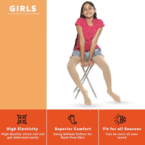 Supersox Tights for Girls, Made with Breathable, Anti Odour & Moisture Absorbent Combed Cotton, Ideal for Ballet/Dancing/Everyday Activity (Beige, Pack of 1) (IN, Age, 10 Years, 12 Years, Lt. Skin) - Image 5