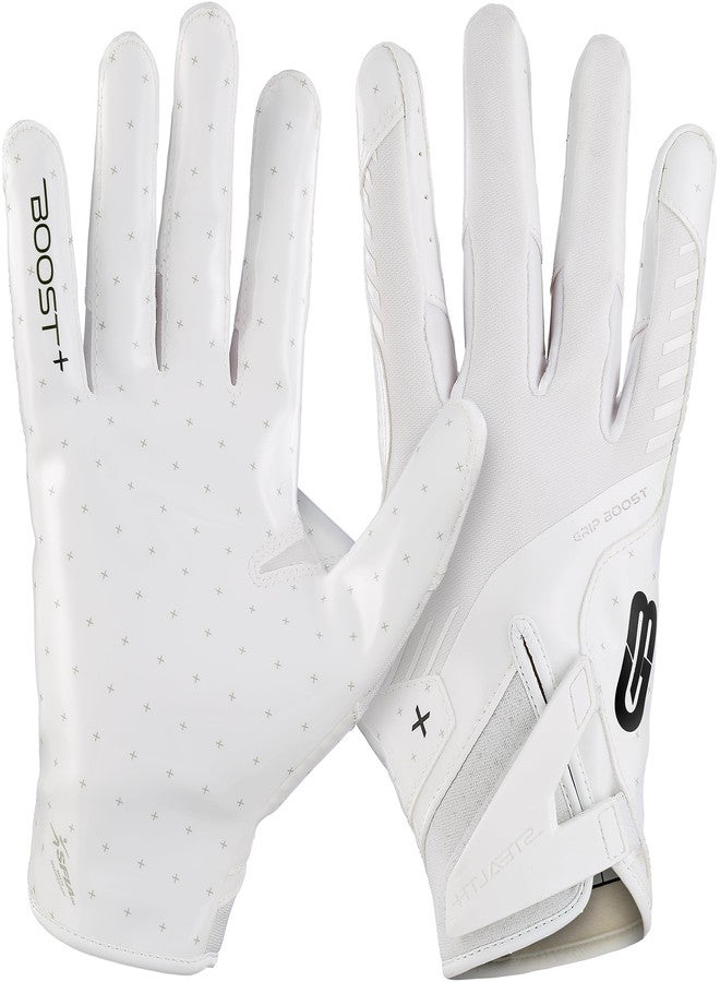 غريب بوست قفازات كرة القدم Grip Boost Solid Stealth 6.0 Boost Plus - مقاسات الكبار (أبيض سادة، كبير) - Image 1