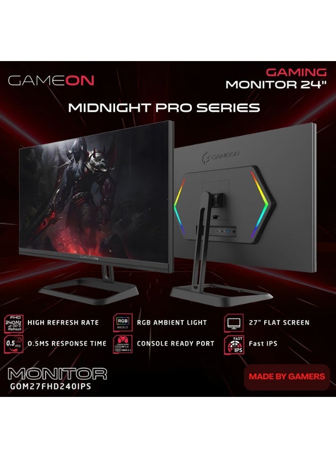 جايم أون 27 Inch Midnight Pro Series Gaming Monitor, FHD Fast IPS, 240Hz Refresh Rate 0.5ms MPRT, HDMI 2.1 Supports PS5|GOM27FHD240IPS black - Image 2
