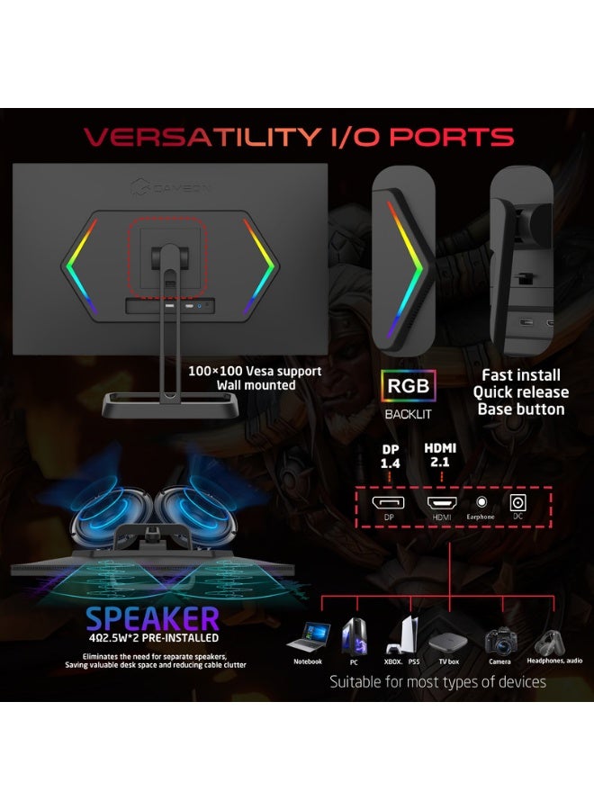 جايم أون 27 Inch Midnight Pro Series Gaming Monitor, FHD Fast IPS, 240Hz Refresh Rate 0.5ms MPRT, HDMI 2.1 Supports PS5|GOM27FHD240IPS black - Image 5