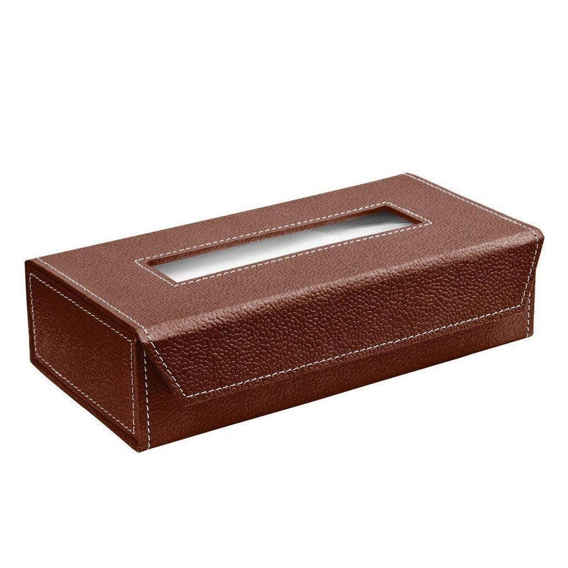 D'HIDES Handcrafted Tissue Paper Tissue Holder Car Tissue Box Textured Dark Brown Colour - Image 2