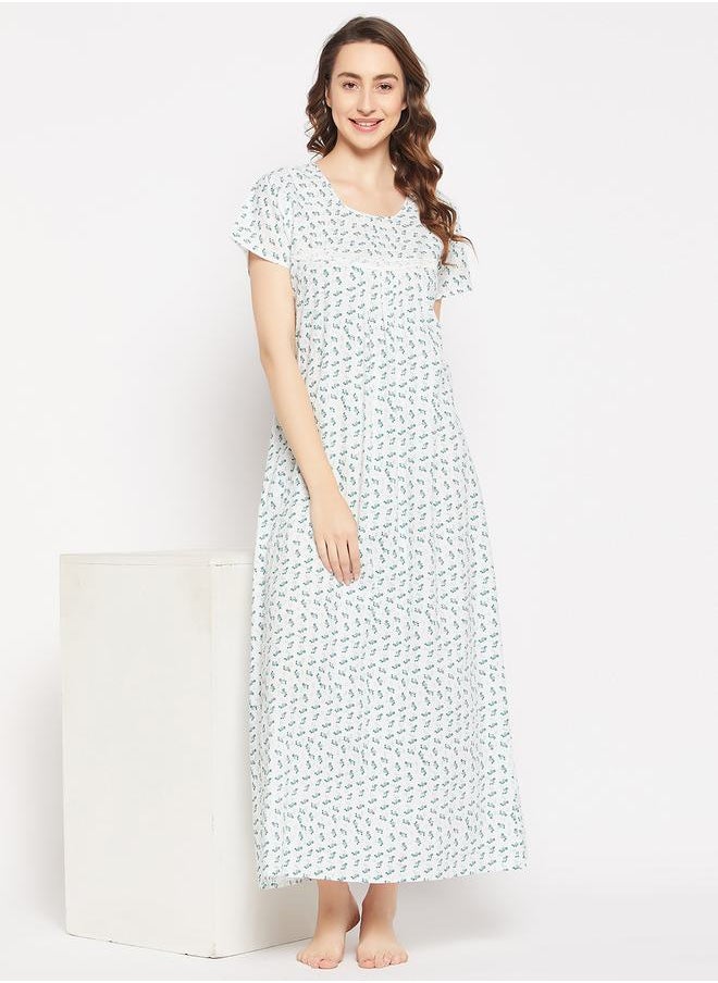 Clovia - Floral Ditsy Print Maxi Night Gown by Styli - Image 1