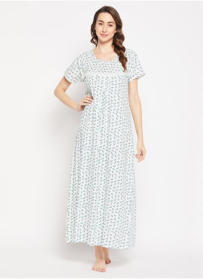 Clovia - Floral Ditsy Print Maxi Night Gown by Styli - Image 1