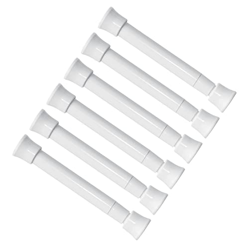 KXLife 6 Pack Smallest Spring Tension Curtain Rod 5.25 to 7.5 Inch, Mini Thin Tension Rod No Drill for Narrow Window, Cupboard Dividers, White - Image 1