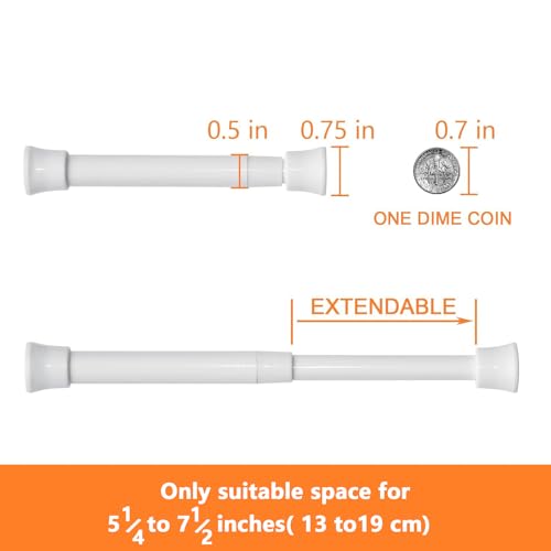 KXLife 6 Pack Smallest Spring Tension Curtain Rod 5.25 to 7.5 Inch, Mini Thin Tension Rod No Drill for Narrow Window, Cupboard Dividers, White - Image 3