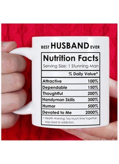SHOP NEW ARRIVALS Best Husband Ever Gifts Coffee Mug, Valentines Day Gift for Husband, Birthday Gifts from Wife for Husband, Nutrition Facts Mugs.  - Image 1