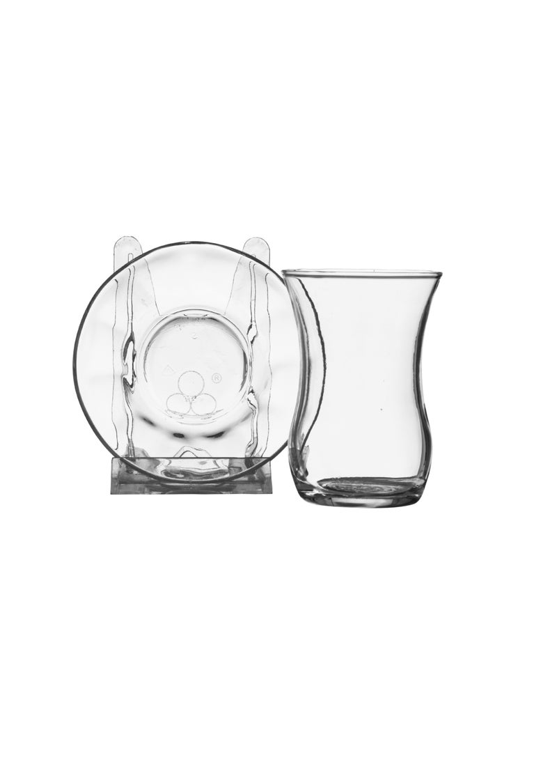 A Tea Set Consisting Of 12 Glass Tea Cups + 12 Glass Tea Saucers - Image 3