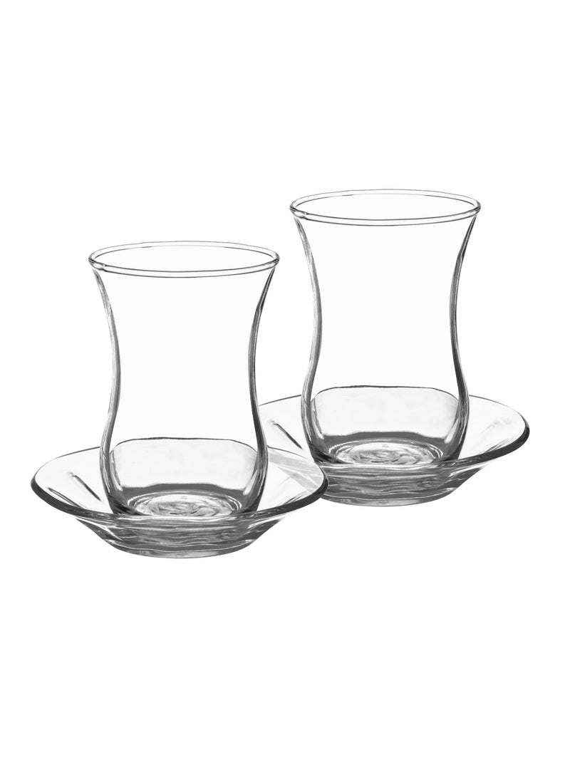 A Tea Set Consisting Of 12 Glass Tea Cups + 12 Glass Tea Saucers - Image 2