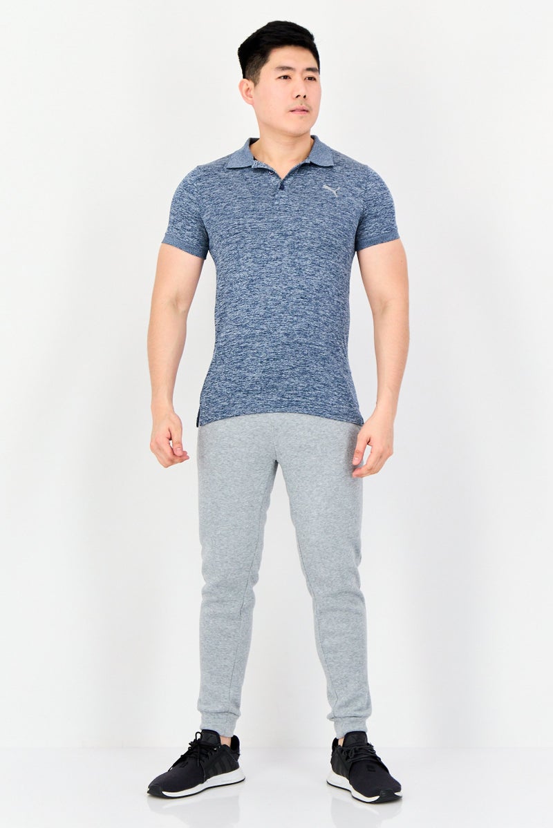 PUMA Men Slim Fit Short Sleeves Training Polo Shirt, Heather Blue - Image 2