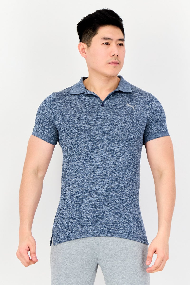 PUMA Men Slim Fit Short Sleeves Training Polo Shirt, Heather Blue - Image 1