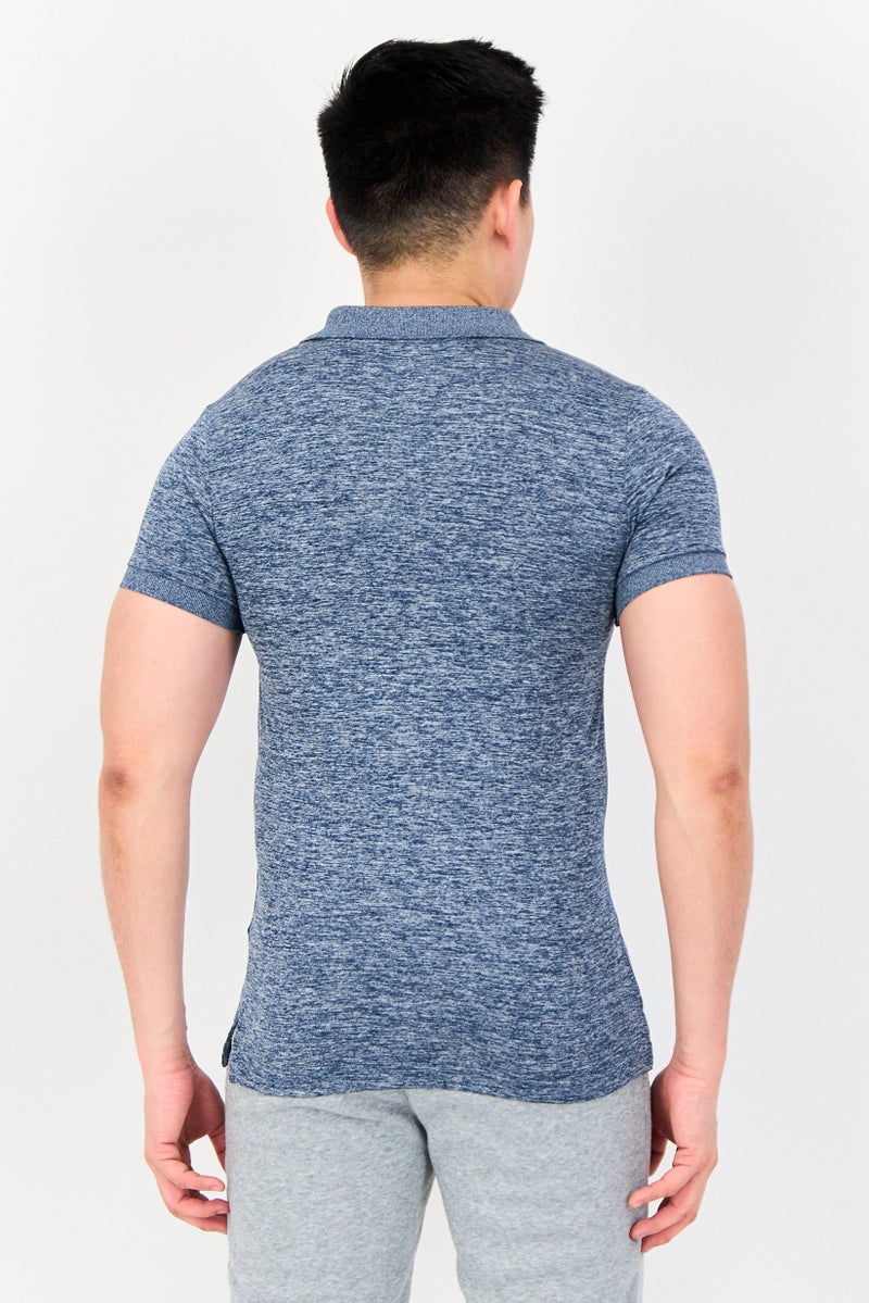 PUMA Men Slim Fit Short Sleeves Training Polo Shirt, Heather Blue - Image 4