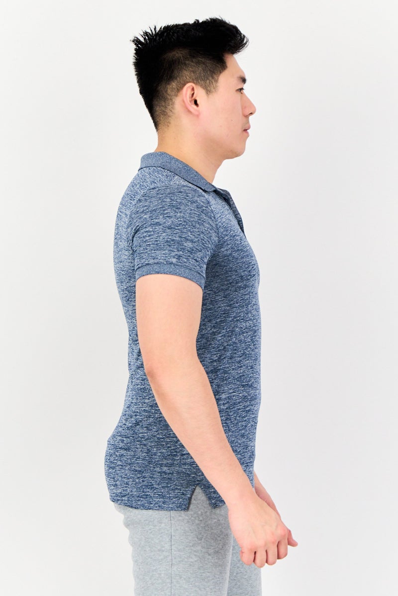 PUMA Men Slim Fit Short Sleeves Training Polo Shirt, Heather Blue - Image 3