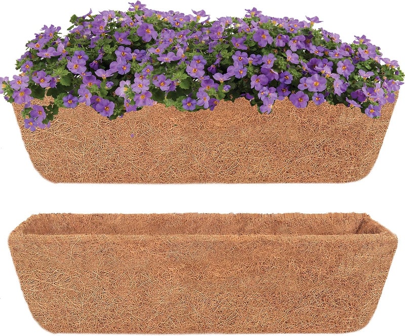 YM 30" Coco Liner for Window Box Deck Basket Planter Trough Coconut Fiber Liners 2pcs Trough Coco Liner Pre-Formed Replacement - Image 1