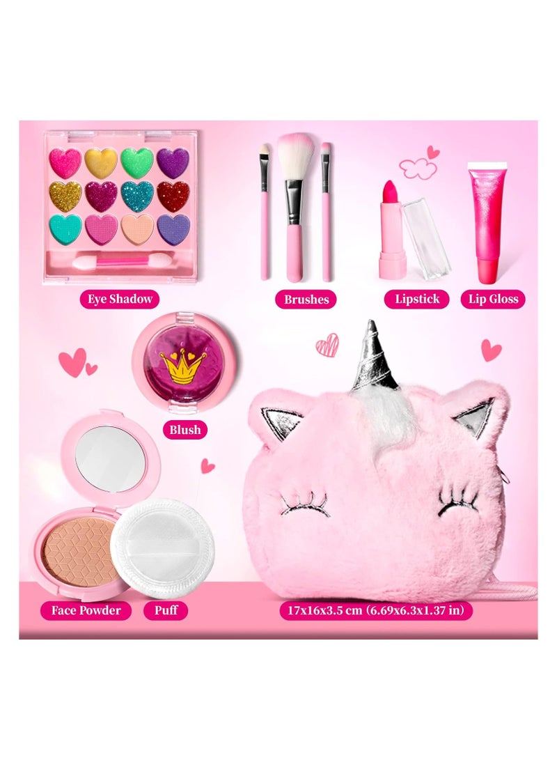 Kids Real Makeup Kit for Little Girls - Real, Non Toxic, Washable Make Up Toy - Umicorn Toys Gift for 3 4 5 6 7 8 9 10 12 Years Old Girls Birthday (Pink Umicorn) - Image 5
