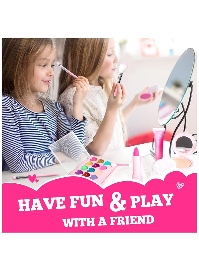 Kids Real Makeup Kit for Little Girls - Real, Non Toxic, Washable Make Up Toy - Umicorn Toys Gift for 3 4 5 6 7 8 9 10 12 Years Old Girls Birthday (Pink Umicorn) - Image 3