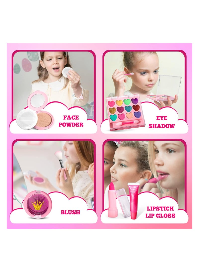 Kids Real Makeup Kit for Little Girls - Real, Non Toxic, Washable Make Up Toy - Umicorn Toys Gift for 3 4 5 6 7 8 9 10 12 Years Old Girls Birthday (Pink Umicorn) - Image 4