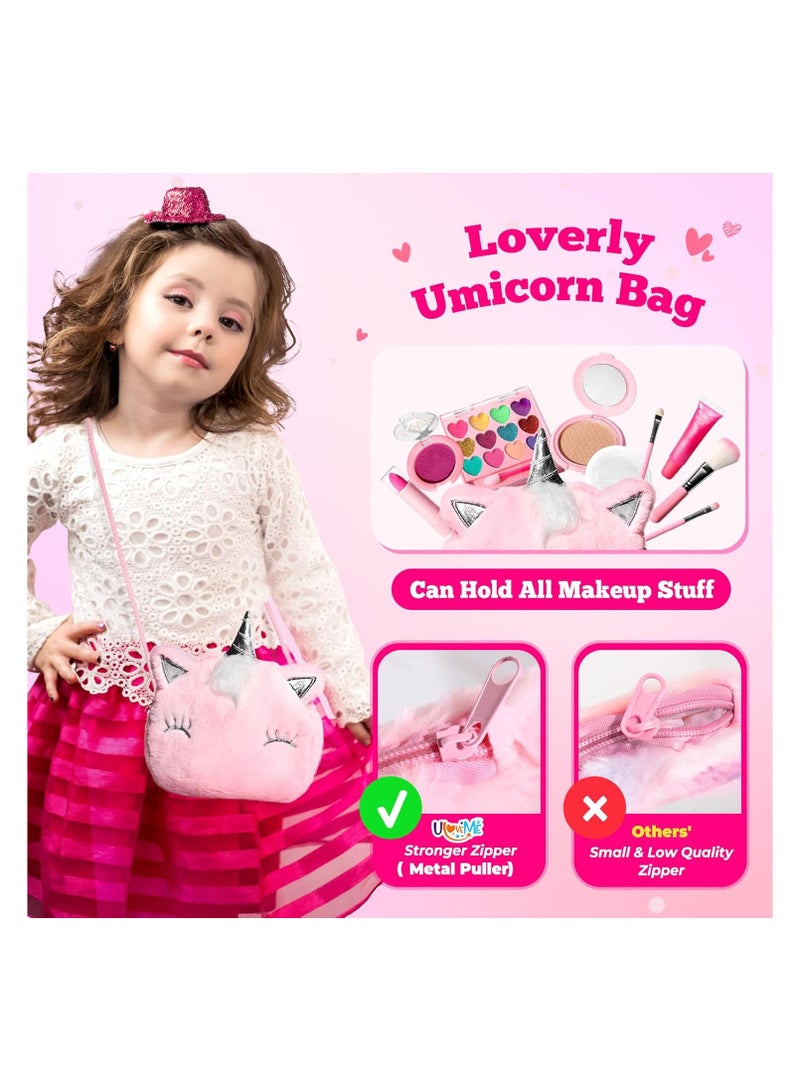 Kids Real Makeup Kit for Little Girls - Real, Non Toxic, Washable Make Up Toy - Umicorn Toys Gift for 3 4 5 6 7 8 9 10 12 Years Old Girls Birthday (Pink Umicorn) - Image 2