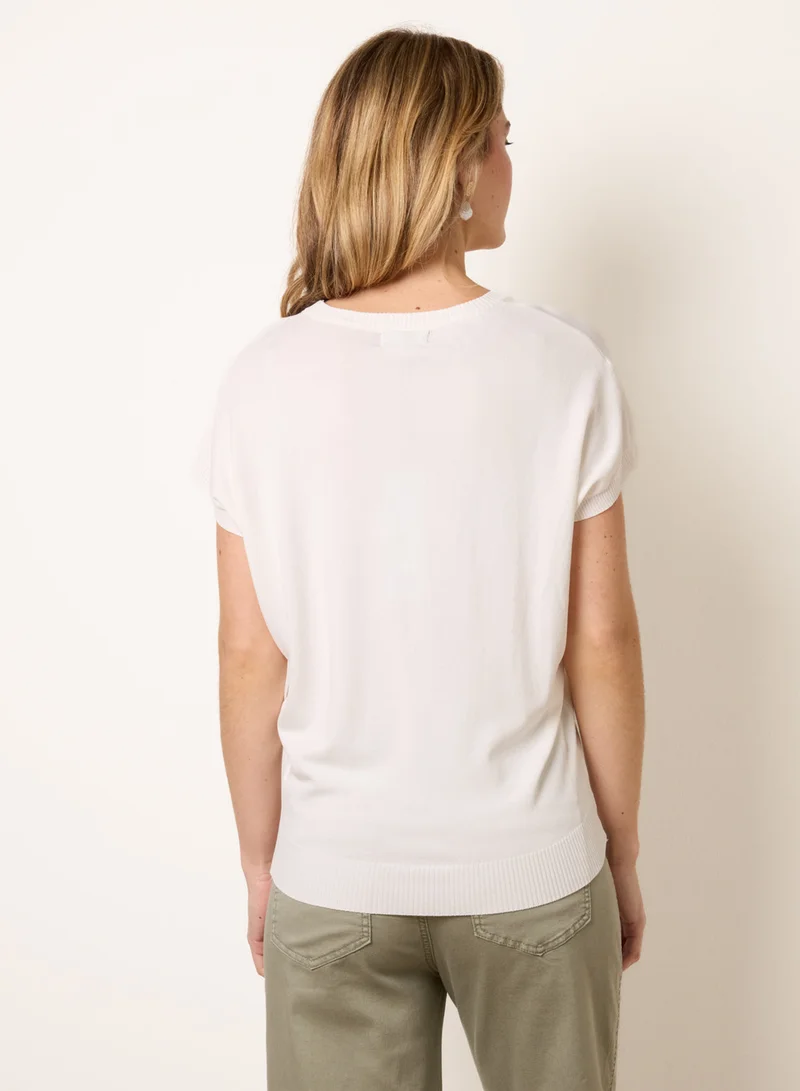 Blue Vanilla Short Sleeve Texture Knit Top