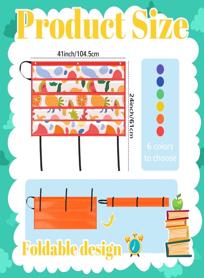 Jetec 6 Pcs Bulletin Board Border Storage, 41 x 24.4'' Foldable Classroom Pocket Charts Holder for Teacher School Wall Border Decoration Organizing Display, 6 Colors - Image 2
