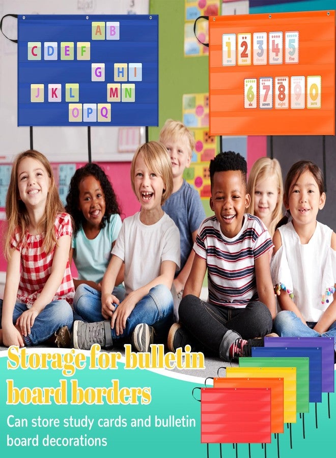 Jetec 6 Pcs Bulletin Board Border Storage, 41 x 24.4'' Foldable Classroom Pocket Charts Holder for Teacher School Wall Border Decoration Organizing Display, 6 Colors - Image 4