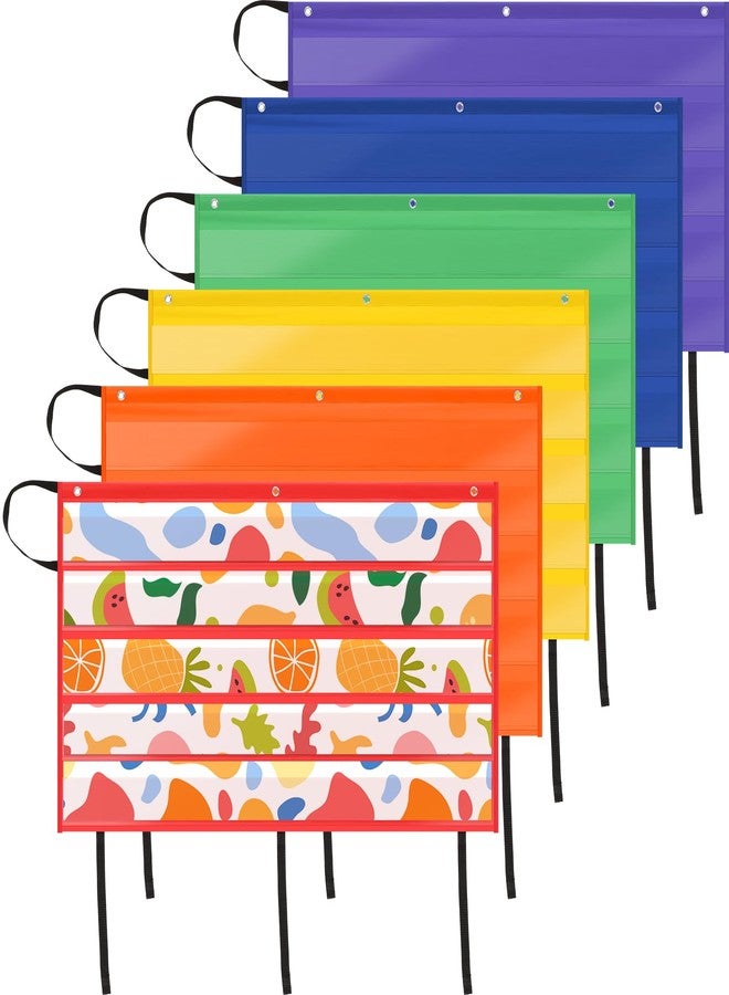 Jetec 6 Pcs Bulletin Board Border Storage, 41 x 24.4'' Foldable Classroom Pocket Charts Holder for Teacher School Wall Border Decoration Organizing Display, 6 Colors - Image 1
