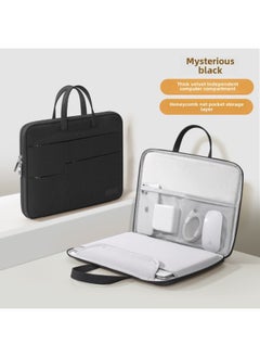 Generic Laptop Bag 14-inch Suitable For Lenovo For Apple Mac13.3 Small Pro14 For huawei Xiaomi 15.6-Color:Mysterious Black-large Capacity Multi-layer Version "180 ° Full Open Fluff Independent Computer Warehouse + Soft Leather Portable + Magic Bag + Trolley Belt 」-Size:12 Inches  - Image 1