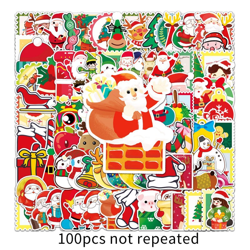 100 ملصق عيد الميلاد الكرتوني المخصص للأطفال في مهرجان جوقة DIY لوحات التزلج على الأمتعة - Image 1