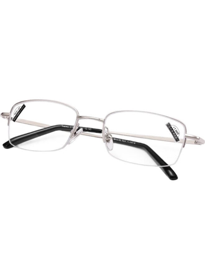 Funsonca Hd Green Film Half-Frame Unisex Metal Reading Glasses Business Durable Comfortable Stylish Classic Style +4.00 Strength - Image 2