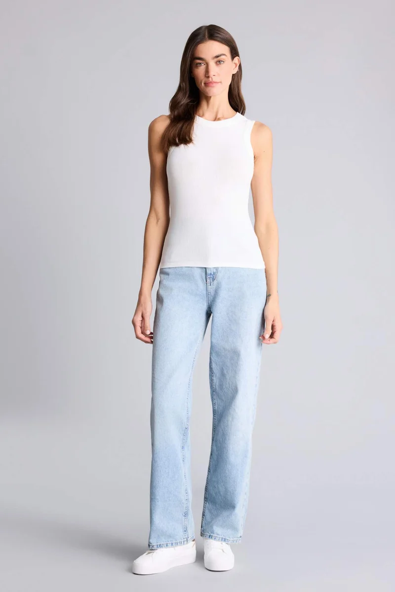 ديفاكتو Slim Fit Basic Camisole Crew Neck Tank Top