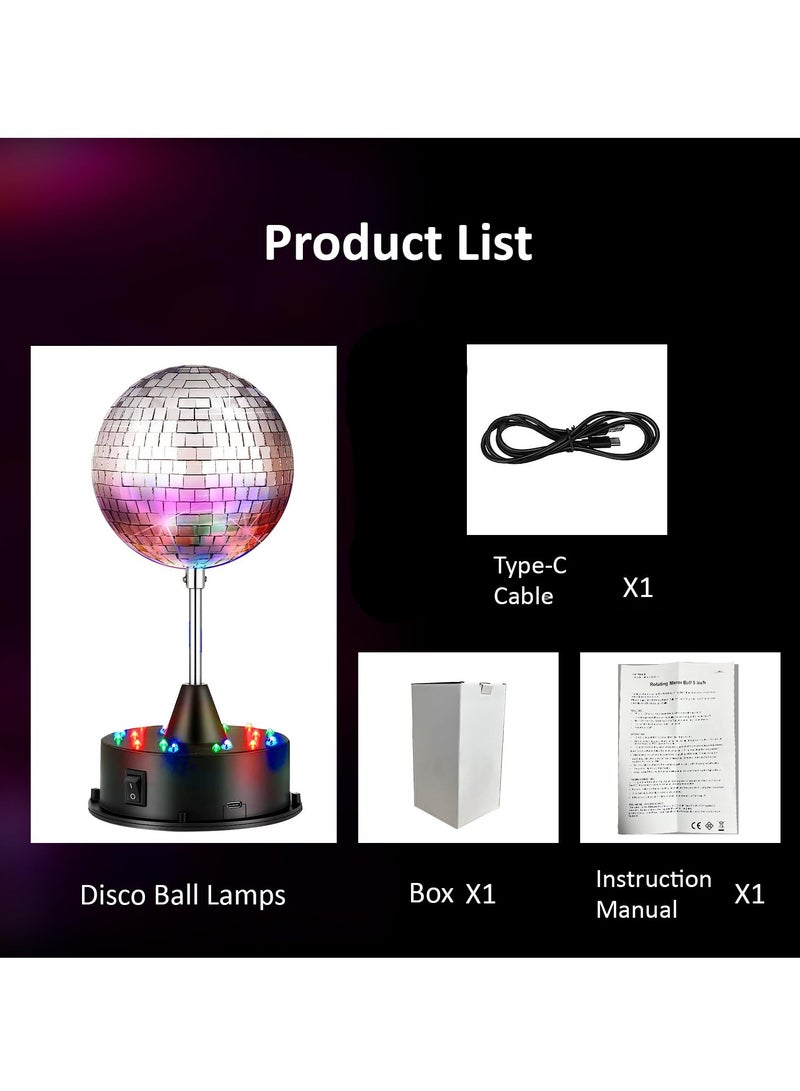 SYOSI Silver Mirror Disco Ball Light 5 Inch Mirror Disco Ball Light Diffuser with Hook 360° Rotating 18 LEDs Disco Ball Decor for Home Parties Wedding Birthday Bands Stage Club Supplies Decorations - Image 4