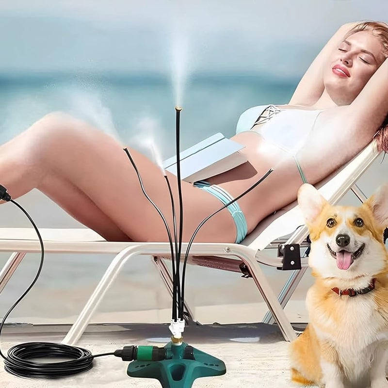 Adjustable Standing Mister Cooling System 26FT Hose Leak Proof for Garden Pet Kids - Image 2