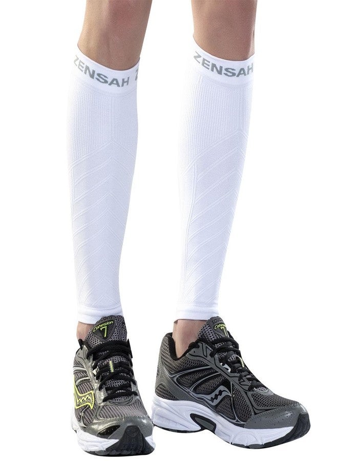 Zensah Compression Leg Sleeve, White L/Xlarge - Image 1