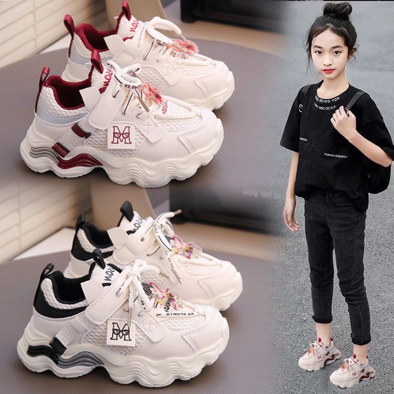 Children'S Girls' Dad Shoes Spring & Fall Breathable Mesh Baby Girl'S Running Sports Shoes 6-12 Years Old - Image 3
