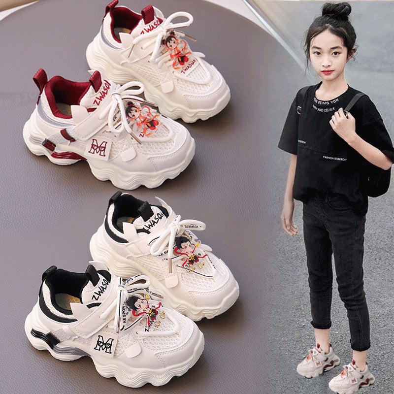 Children'S Girls' Dad Shoes Spring & Fall Breathable Mesh Baby Girl'S Running Sports Shoes 6-12 Years Old - Image 2