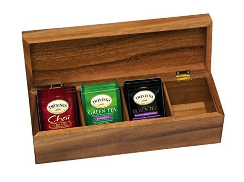 Lipper International Acacia Wood Tea Box with 4 Sections, 12-1/2" x 4-1/8" x 3-7/8" - Image 2