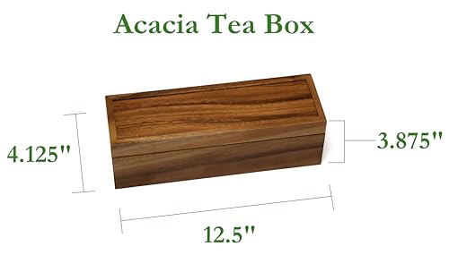 Lipper International Acacia Wood Tea Box with 4 Sections, 12-1/2" x 4-1/8" x 3-7/8" - Image 3