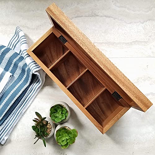 Lipper International Acacia Wood Tea Box with 4 Sections, 12-1/2" x 4-1/8" x 3-7/8" - Image 5