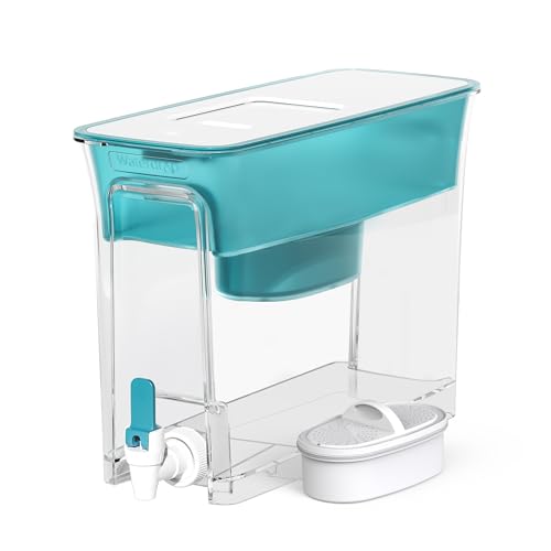 Waterdrop Slim Water Filter Dispenser, Large Capacity, 35-Cup Water Filter Pitcher, 200-Gallon Long-Life, 5X Lifetime, Reduces Chlorine, PFOA/PFOS and More, BPA Free, Turquoise (with 1 Filter) - Image 1
