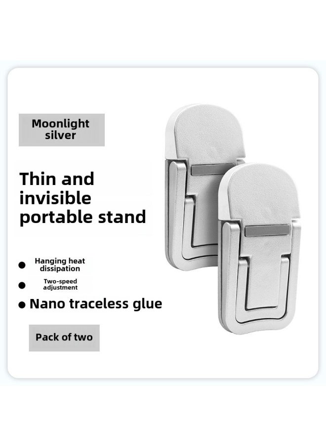 Generic - Laptop Stand Invisible Paste Bracket Folding Storage Portable Elevated Rack Keyboard Foot Pad Support Rack-Color:Single Gear Black - Image 1